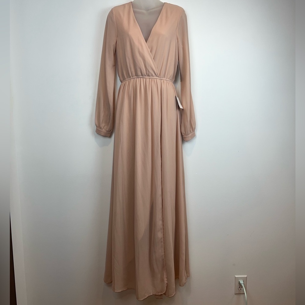 Lulus Wondrous Water Lilies Blush Pink Maxi Dress size Small